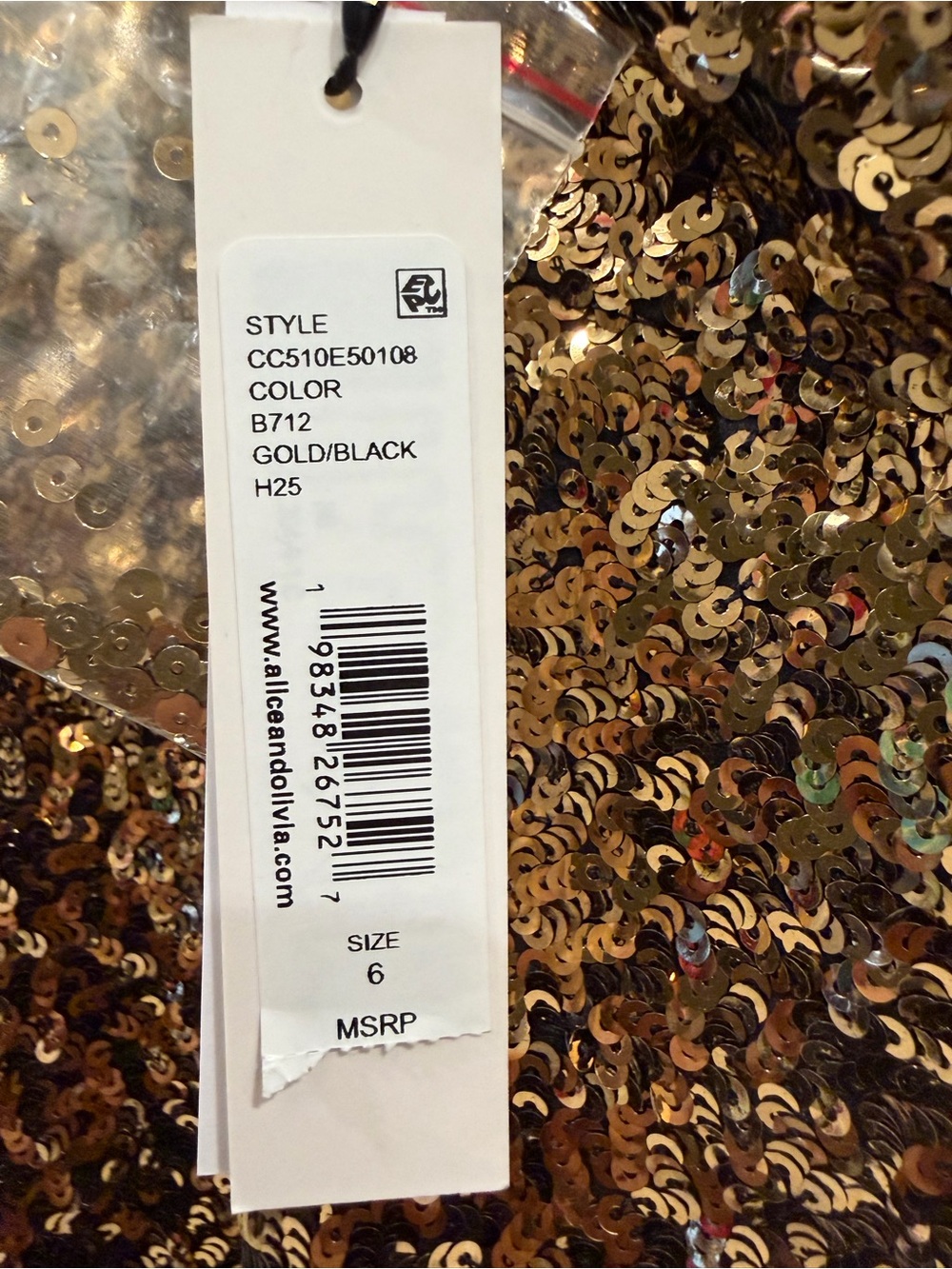 Alice + Olivia Metallic Gold Sequin Wide-Leg Pants - Picture 5 of 6